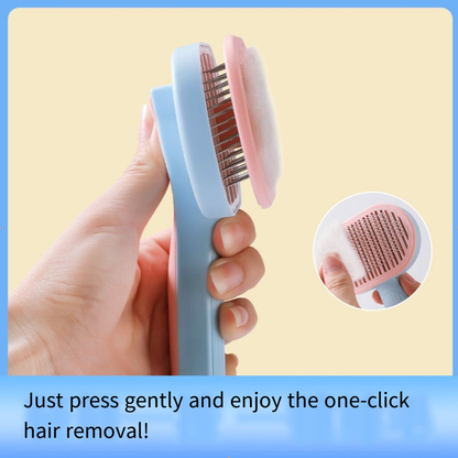 Pet cat self-cleaning hairbrush